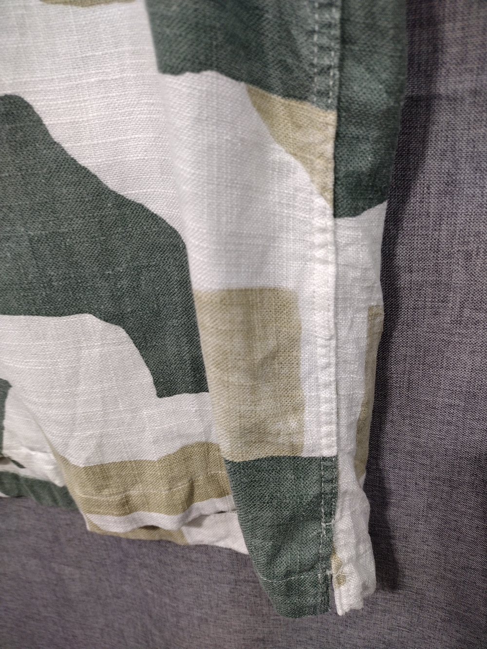 Zara Linen Olive & White Short Sleeve Button-Down Shirt Mens M Boho Retro 90s - Picture 5 of 10